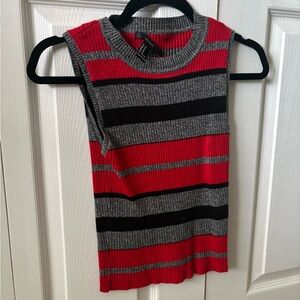 Forever 21 Red, Black, and Gray Striped Tank Top